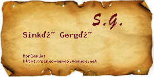 Sinkó Gergő névjegykártya